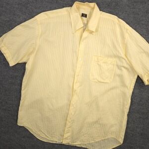 Maus & Hoffman Solemare Shirt Mens XL Yellow Striped Button Down Made In Italy